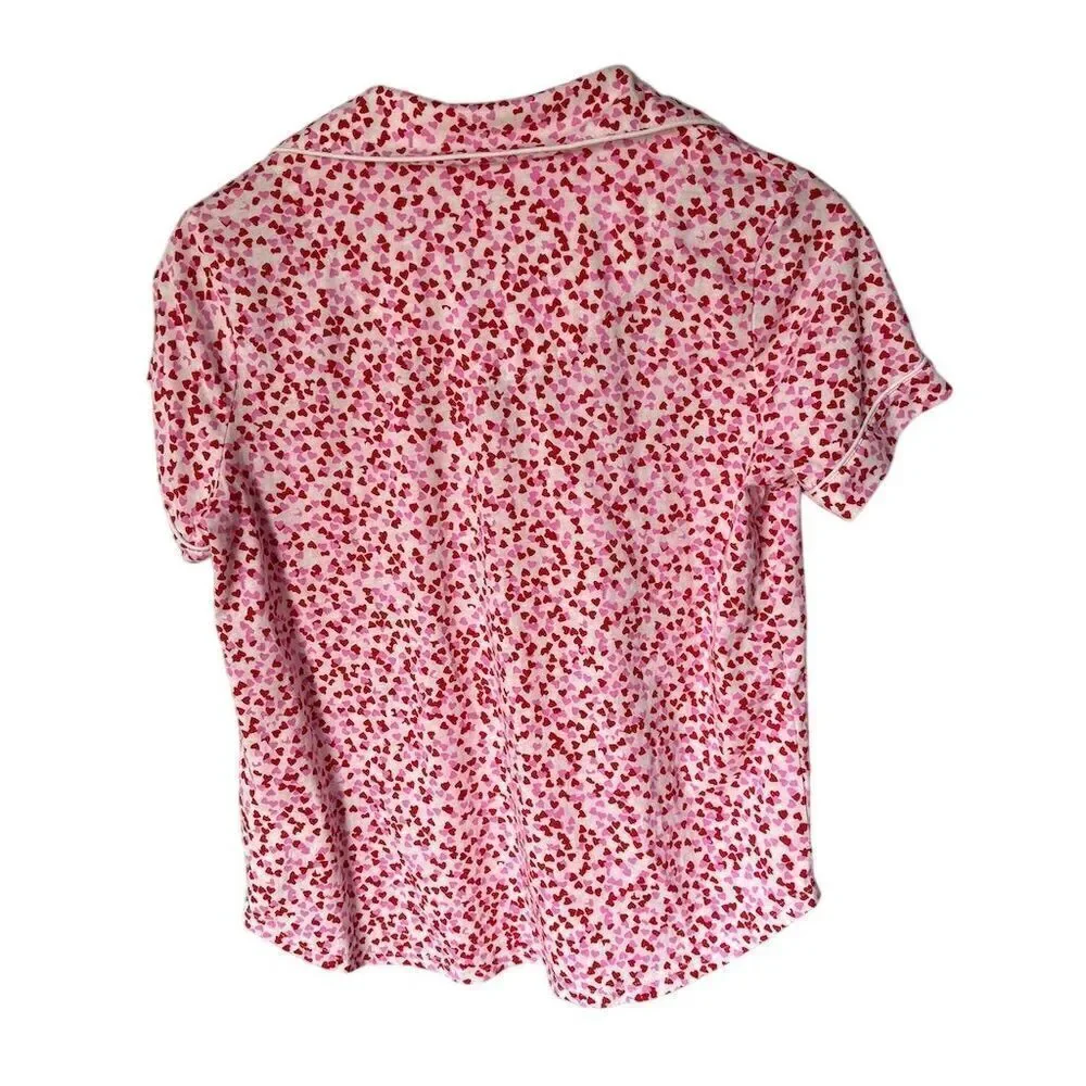 Kate Spade Women's M Pink Heart Confetti Heart Short Sleeve Pajama Set